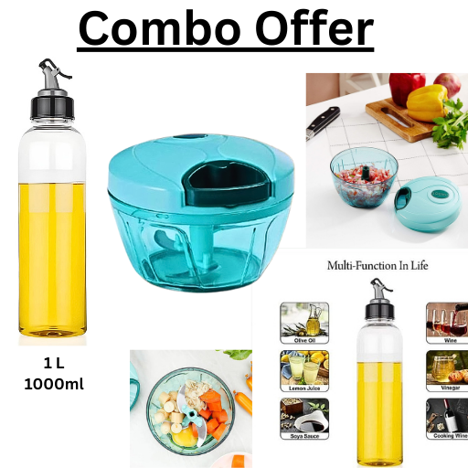Combo of Handy Vegetable Chopper and 1L Oil Dispenser with Lid